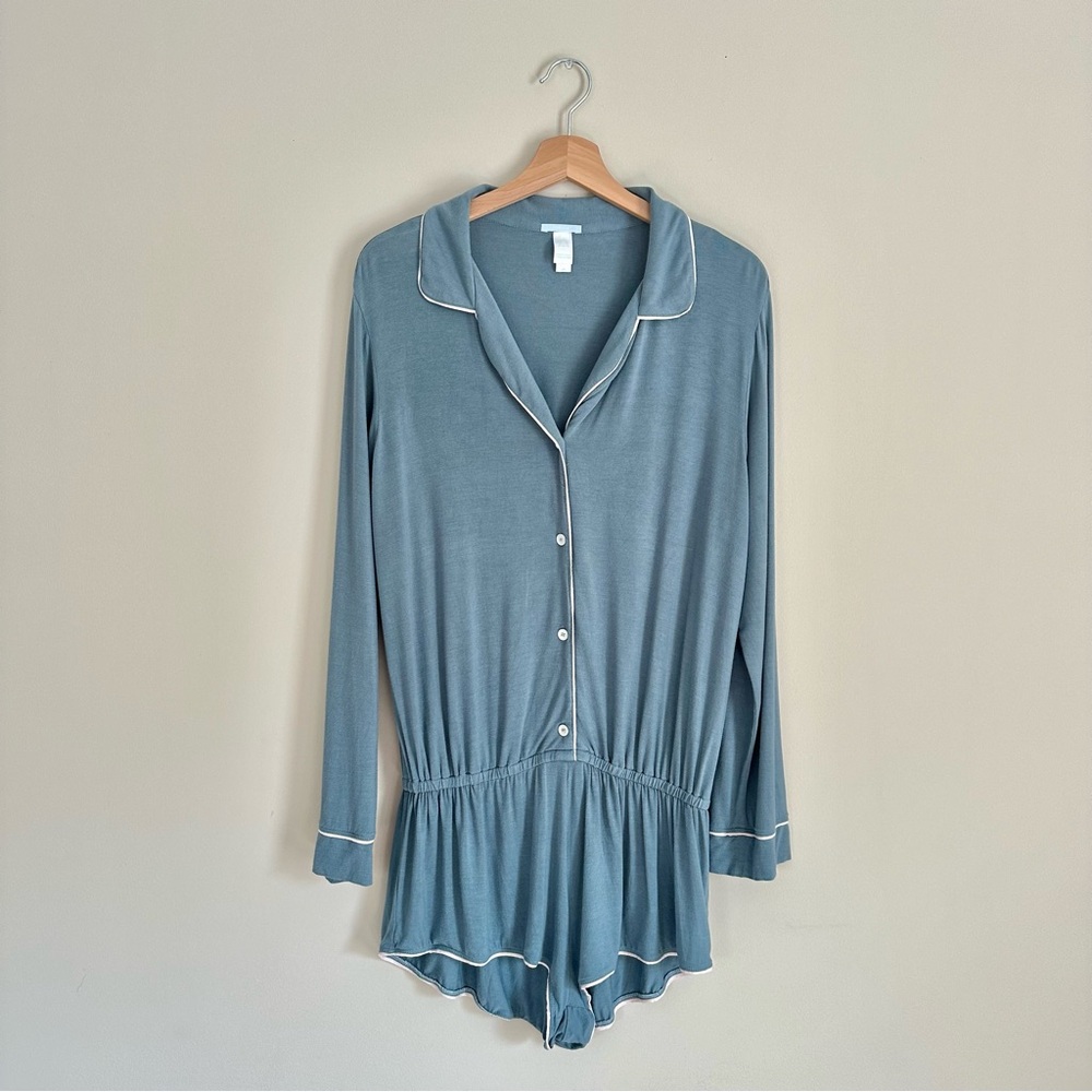 Eberjey Gisele PJ Teddy Romper in Goblin & Bellini